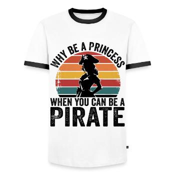 Why be a Princess when you can be a Pirate Girl - Men's Ringer Shirt - white/black - Front - AI Model Female 172 light (172cm) & AI Model Male 178 dark (178cm)