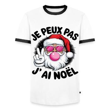 Je Peux Pas J’ Ai Noël Humour Père Noël Cadeau - T-shirt contrasté Homme - blanc/noir - Devant - AI Model Female 172 light (172cm) & AI Model Male 178 dark (178cm)