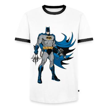 Batman Pose with Gear - Männer Kontrast-T-Shirt - Weiß/Schwarz - Vorne - AI Model Female 172 light (172cm) & AI Model Male 178 dark (178cm)