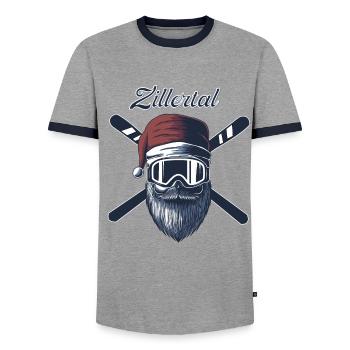 Zillertal Ski Sknowboard - Männer Kontrast-T-Shirt - Grau/Navy  - Vorne - AI Model Female 172 light (172cm) & AI Model Male 178 light (178cm)