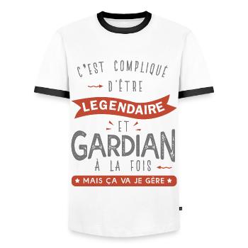 Gardian légendaire Cadeau homme humour gardian - T-shirt contrasté Homme - blanc/noir - Devant - AI Model Female 172 light (172cm) & AI Model Male 178 dark (178cm)