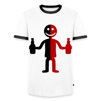 Stick Figure Bière - T-shirt contrasté Homme - blanc/noir - Devant - AI Model Female 172 light (172cm) & AI Model Male 178 dark (178cm)