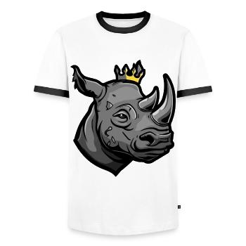 Couronne de tête de rhinocéros - T-shirt contrasté Homme - blanc/noir - Devant - AI Model Female 172 light (172cm) & AI Model Male 178 dark (178cm)