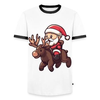 Elch Weihnachtsmann - Männer Kontrast-T-Shirt - Weiß/Schwarz - Vorne - AI Model Female 172 light (172cm) & AI Model Male 178 dark (178cm)
