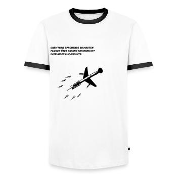 Chemtrail sprühende 5G Masten schießen Impfungen - Männer Kontrast-T-Shirt - Weiß/Schwarz - Vorne - AI Model Female 172 light (172cm) & AI Model Male 178 dark (178cm)