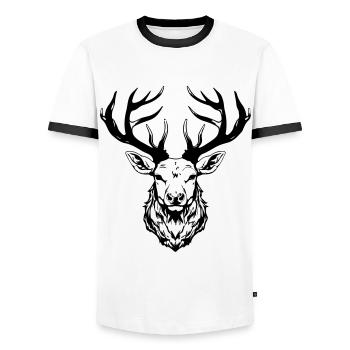 Deer Head - Men's Ringer Shirt - white/black - Front - AI Model Female 172 light (172cm) & AI Model Male 178 dark (178cm)