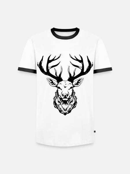 Deer Head - Men's Ringer Shirt - white/black