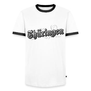 Thüringen Ostdeutschland Vintage Look - Männer Kontrast-T-Shirt - Weiß/Schwarz - Vorne - AI Model Female 172 light (172cm) & AI Model Male 178 dark (178cm)