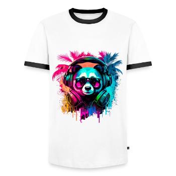 Abstract panda bear - Men's Ringer Shirt - white/black - Front - AI Model Female 172 light (172cm) & AI Model Male 178 dark (178cm)