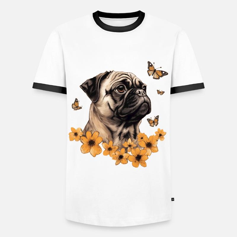 Pug - Men's Ringer Shirt - white/black