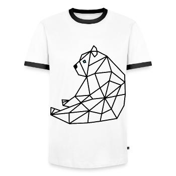 Bear Geometric Line - Men's Ringer Shirt - white/black - Front - AI Model Female 172 light (172cm) & AI Model Male 178 dark (178cm)