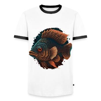 Deep-Sea Fish Illustration - Men's Ringer Shirt - white/black - Front - AI Model Female 172 light (172cm) & AI Model Male 178 dark (178cm)