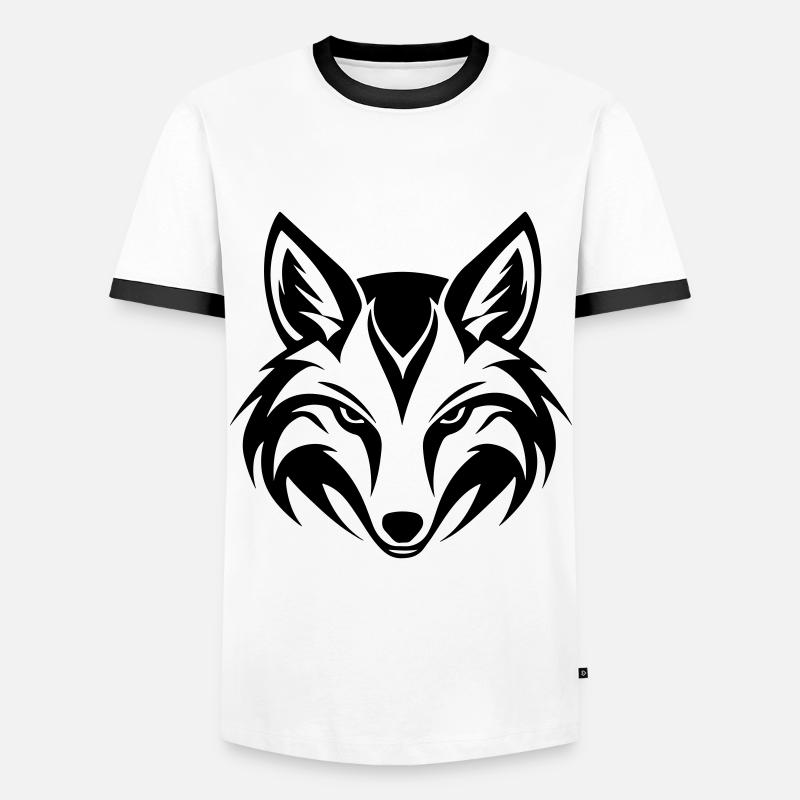 Fuchs Kopf - Männer Kontrast-T-Shirt - Weiß/Schwarz