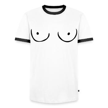 Titten - Männer Kontrast-T-Shirt - Weiß/Schwarz - Vorne - AI Model Female 172 light (172cm) & AI Model Male 178 dark (178cm)