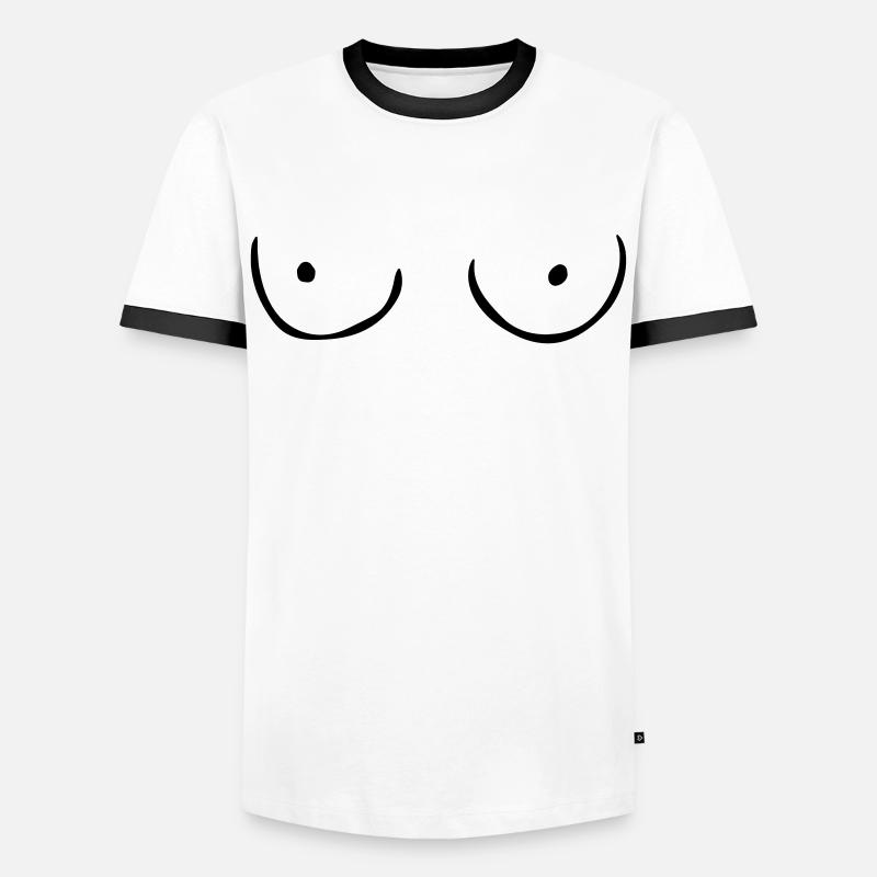 Titten - Männer Kontrast-T-Shirt - Weiß/Schwarz