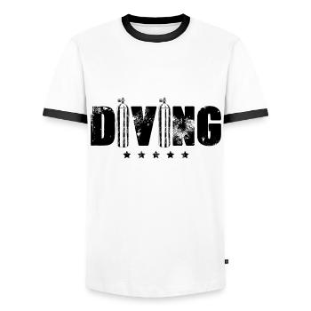 diving diving - Men's Ringer Shirt - white/black - Front - AI Model Female 172 light (172cm) & AI Model Male 178 dark (178cm)