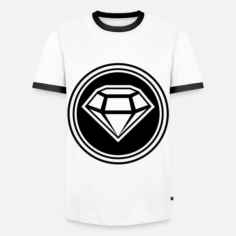 Diamond Icon Silhouette - Men's Ringer Shirt - white/black