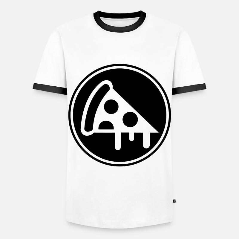 Pizza Icon Silhouette - Men's Ringer Shirt - white/black