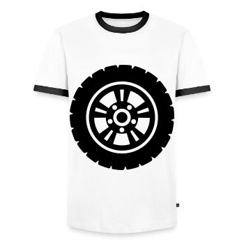 Réglage des pneus - T-shirt contrasté Homme - blanc/noir - Devant - AI Model Female 172 light (172cm) & AI Model Male 178 dark (178cm)