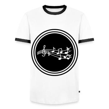 Musical notes sign - Men's Ringer Shirt - white/black - Front - AI Model Female 172 light (172cm) & AI Model Male 178 dark (178cm)