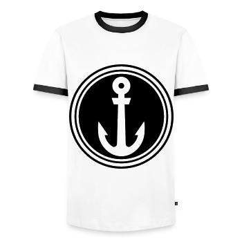 Anker - Männer Kontrast-T-Shirt - Weiß/Schwarz - Vorne - AI Model Female 172 light (172cm) & AI Model Male 178 dark (178cm)