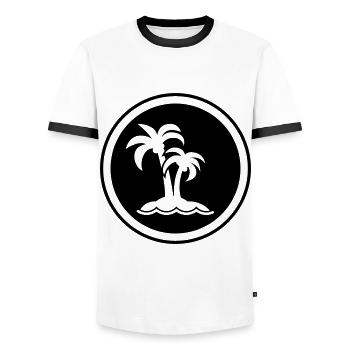 palme insel symbol - Männer Kontrast-T-Shirt - Weiß/Schwarz - Vorne - AI Model Female 172 light (172cm) & AI Model Male 178 dark (178cm)