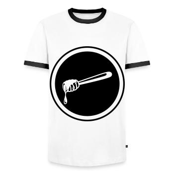 Stick chisel symbol beekeeper - Men's Ringer Shirt - white/black - Front - AI Model Female 172 light (172cm) & AI Model Male 178 dark (178cm)