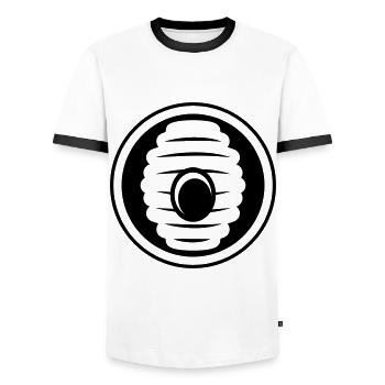 Abeille Icon miel - T-shirt contrasté Homme - blanc/noir - Devant - AI Model Female 172 light (172cm) & AI Model Male 178 dark (178cm)