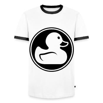 Icône de canard - T-shirt contrasté Homme - blanc/noir - Devant - AI Model Female 172 light (172cm) & AI Model Male 178 dark (178cm)