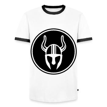 Viking Helmet - Men's Ringer Shirt - white/black - Front - AI Model Female 172 light (172cm) & AI Model Male 178 dark (178cm)