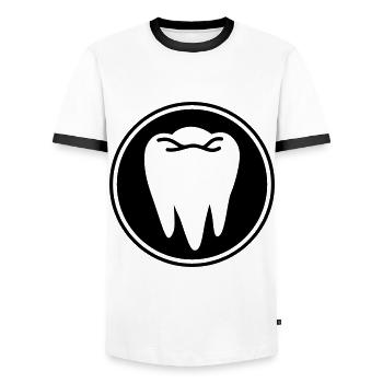 Tooth icon symbol - Men's Ringer Shirt - white/black - Front - AI Model Female 172 light (172cm) & AI Model Male 178 dark (178cm)