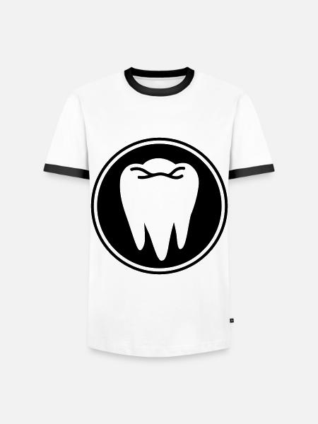 Tand ikon symbol - Herre kontrast-T-shirt - hvid/sort