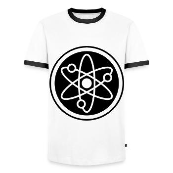 Atom icon - Men's Ringer Shirt - white/black - Front - AI Model Female 172 light (172cm) & AI Model Male 178 dark (178cm)