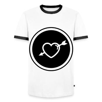 Heart symbol arrow - Men's Ringer Shirt - white/black - Front - AI Model Female 172 light (172cm) & AI Model Male 178 dark (178cm)