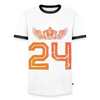 24 Zahl Krone - Männer Kontrast-T-Shirt - Weiß/Schwarz - Vorne - AI Model Female 172 light (172cm) & AI Model Male 178 dark (178cm)