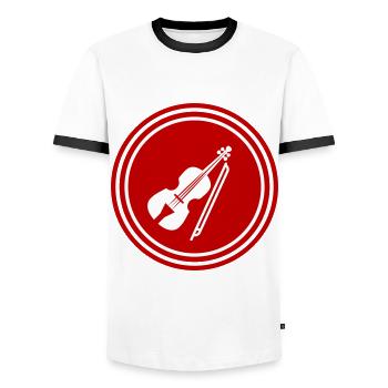 Violin Icon symbol - Men's Ringer Shirt - white/black - Front - AI Model Female 172 light (172cm) & AI Model Male 178 dark (178cm)
