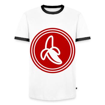 Symbole de la banane - T-shirt contrasté Homme - blanc/noir - Devant - AI Model Female 172 light (172cm) & AI Model Male 178 dark (178cm)