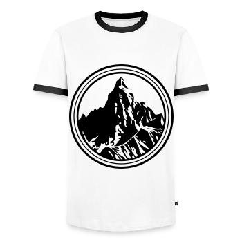 Berge Symbol Silhouette Kreis - Männer Kontrast-T-Shirt - Weiß/Schwarz - Vorne - AI Model Female 172 light (172cm) & AI Model Male 178 dark (178cm)