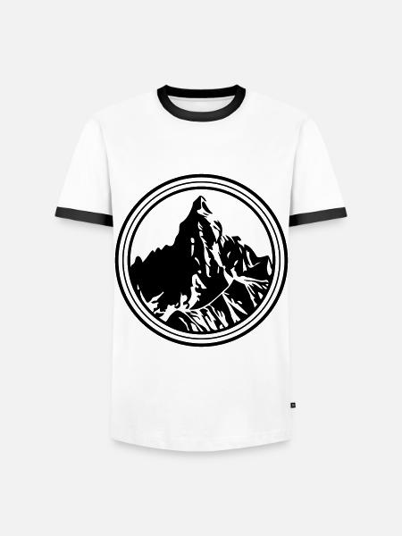 Berge Symbol Silhouette Kreis - Männer Kontrast-T-Shirt - Weiß/Schwarz