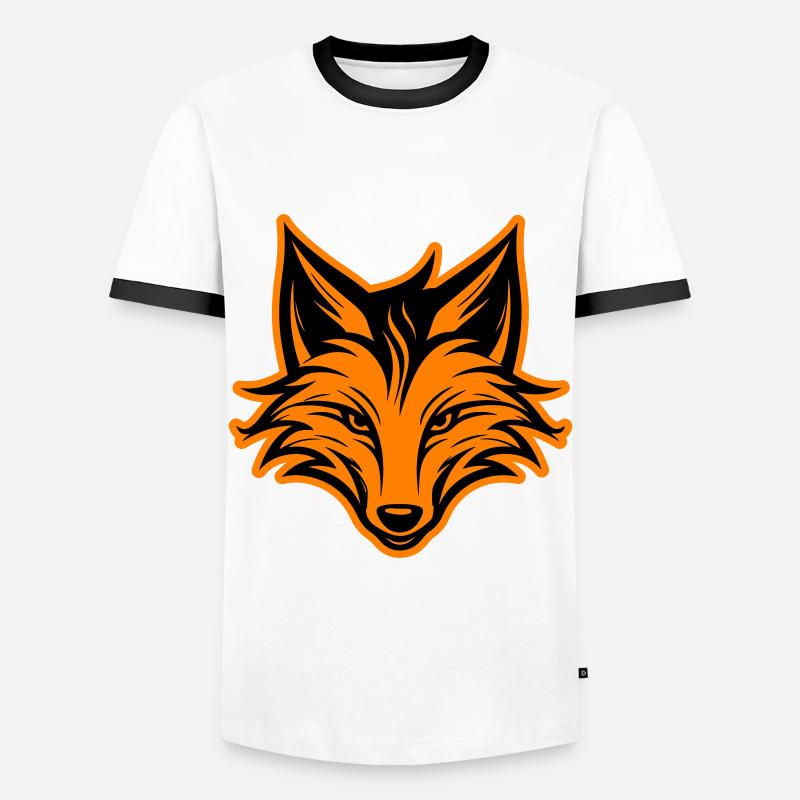 Fuchs Kopf Silhouette - Männer Kontrast-T-Shirt - Weiß/Schwarz