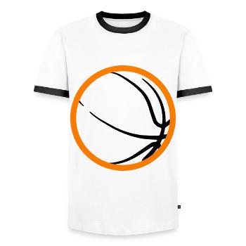 Abstract Basketball Design - Men's Ringer Shirt - white/black - Front - AI Model Female 172 light (172cm) & AI Model Male 178 dark (178cm)