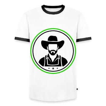 Landwirt Silhouette Bauer Agriculteur - T-shirt contrasté Homme - blanc/noir - Devant - AI Model Female 172 light (172cm) & AI Model Male 178 dark (178cm)