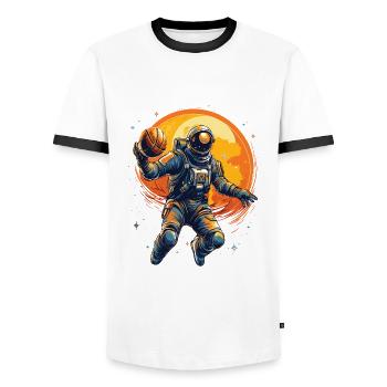 Astronaut basketball player in space - Men's Ringer Shirt - white/black - Front - AI Model Female 172 light (172cm) & AI Model Male 178 dark (178cm)