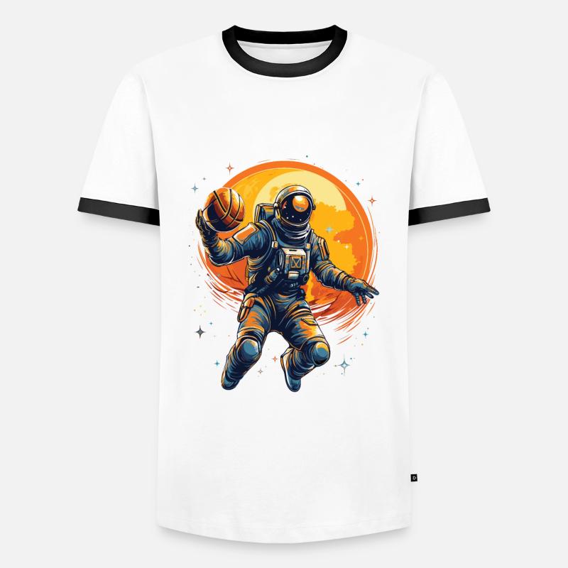 Astronaute basketteur dans l’espace - T-shirt contrasté Homme - blanc/noir