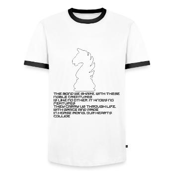 Bonding With Horse - Men's Ringer Shirt - white/black - Front - AI Model Female 172 light (172cm) & AI Model Male 178 dark (178cm)