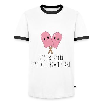 Süßes Eis - Männer Kontrast-T-Shirt - Weiß/Schwarz - Vorne - AI Model Female 172 light (172cm) & AI Model Male 178 dark (178cm)