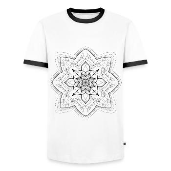 Mandala - T-shirt contrasté Homme - blanc/noir - Devant - AI Model Female 172 light (172cm) & AI Model Male 178 dark (178cm)