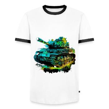 Tank King : montrez qui établit les règles - T-shirt contrasté Homme - blanc/noir - Devant - AI Model Female 172 light (172cm) & AI Model Male 178 dark (178cm)