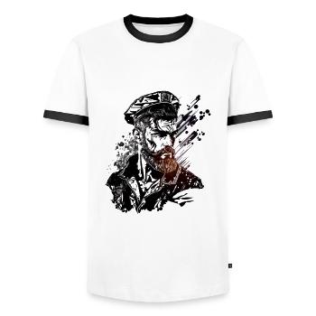 Abenteuer auf hoher See, Seemann Segelschiff - Männer Kontrast-T-Shirt - Weiß/Schwarz - Vorne - AI Model Female 172 light (172cm) & AI Model Male 178 dark (178cm)