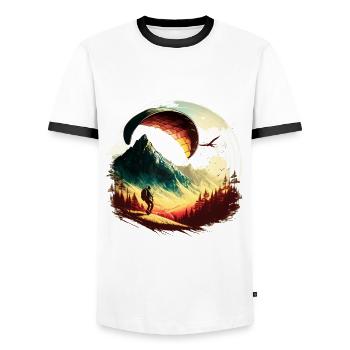 Au-dessus des nuages, parapente frais - T-shirt contrasté Homme - blanc/noir - Devant - AI Model Female 172 light (172cm) & AI Model Male 178 dark (178cm)